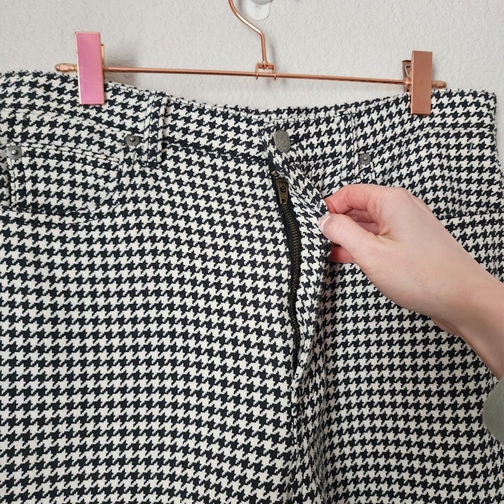 POLO RALPH LAUREN Houndstooth Pants Wide Leg Black White 28 - Picture 10 of 11